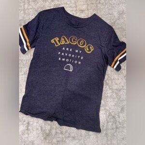 Zoe + Liv “Tacos are my favorite emotion” Tee Shirt. Size Medium.